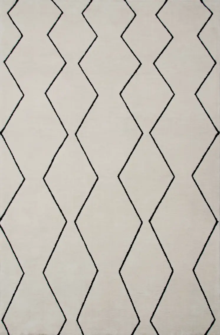 8' X 11' Beige and Black Geometric Power Loom Distressed Non Skid Area Rug