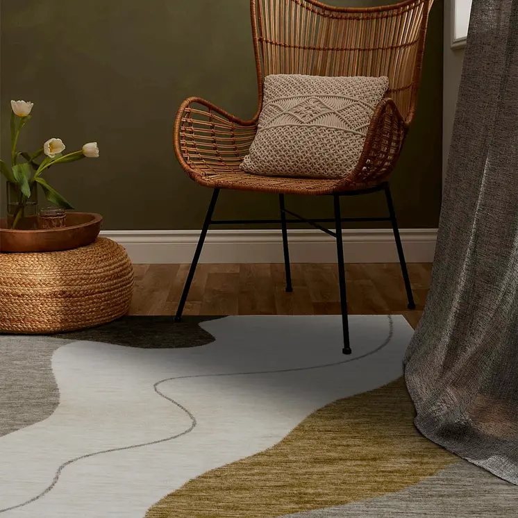 8' X 11' Beige and Brown Abstract Power Loom Distressed Non Skid Area Rug
