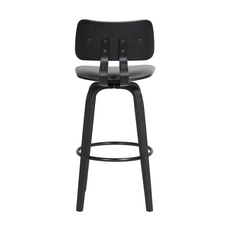26" Gray And Black Faux Leather Swivel Low Back Counter Height Bar Chair
