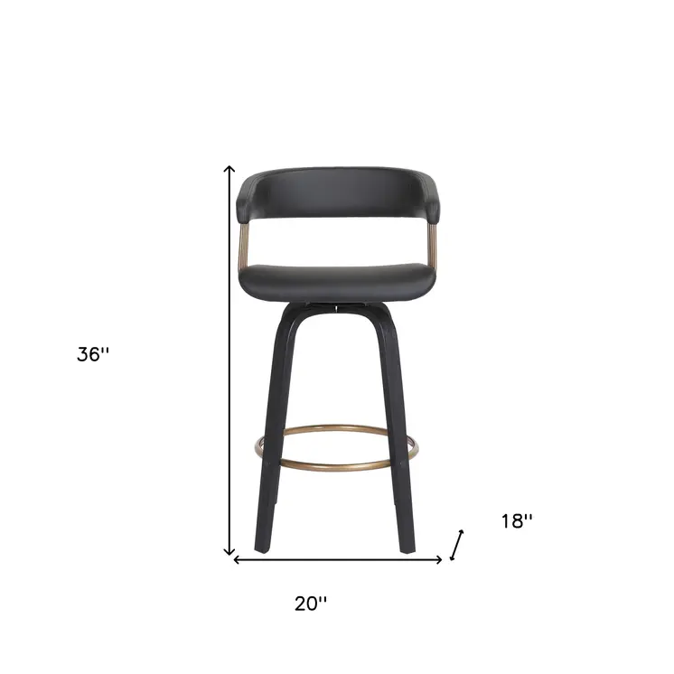 26" Black Faux Leather Swivel Counter Height Bar Chair