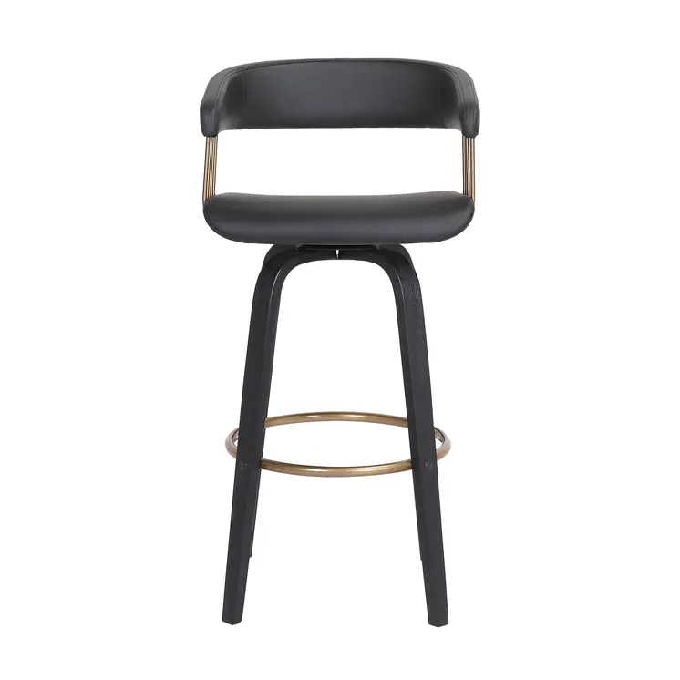 31" Black Faux Leather Swivel Bar Height Bar Chair