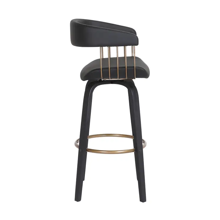 31" Black Faux Leather Swivel Bar Height Bar Chair