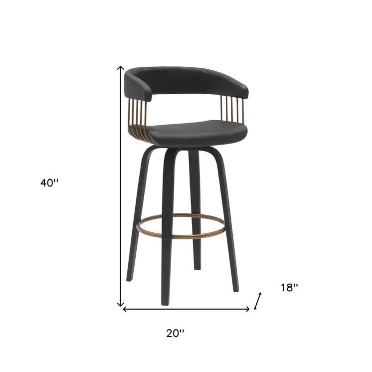 31" Black Faux Leather Swivel Bar Height Bar Chair