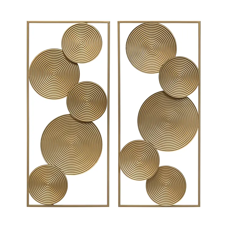Set of Two Gold Metal Modern Abstract Geometric Wall Decor