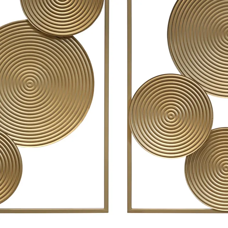 Set of Two Gold Metal Modern Abstract Geometric Wall Decor