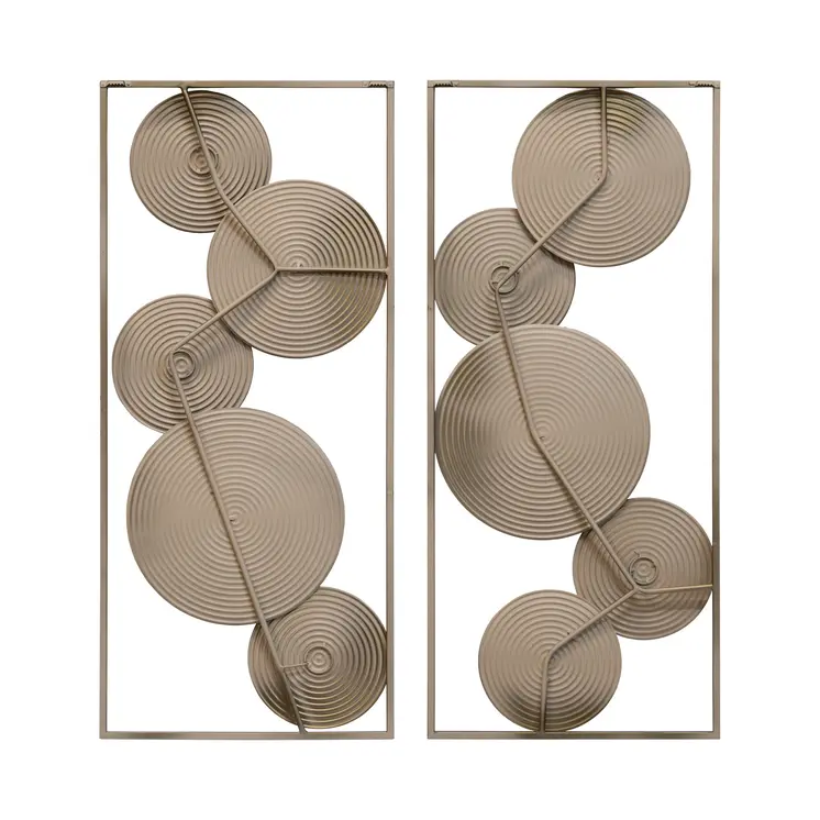 Set of Two Gold Metal Modern Abstract Geometric Wall Decor