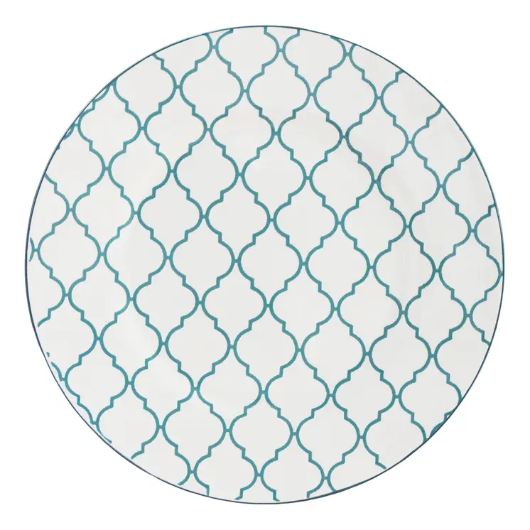Turquoise Sixteen Piece Round Trellis Ceramic Service For Four Dinnerware Set
