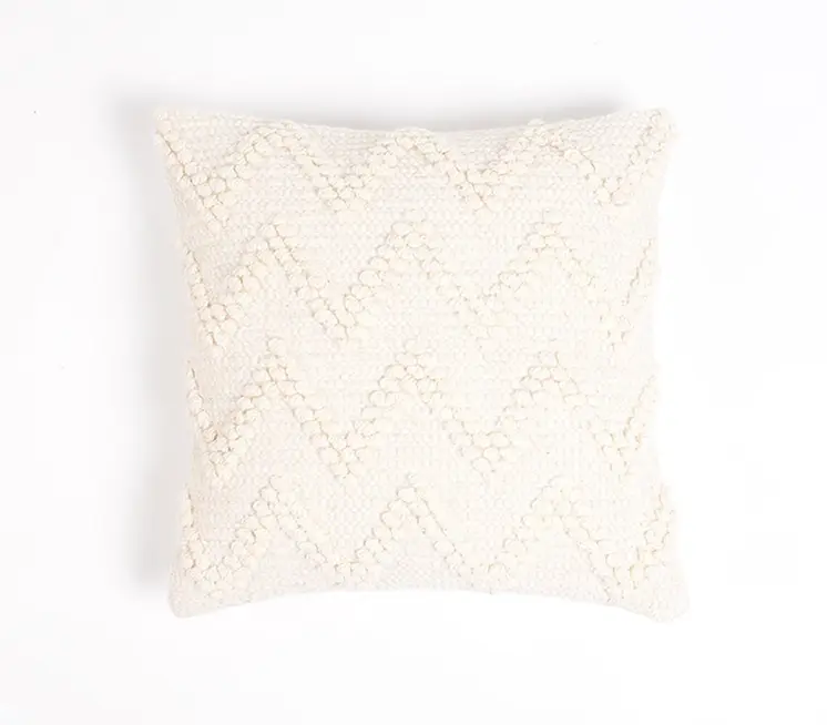 18" X 18" Off White Chevron Cotton Blend Pillow Cover With Texture