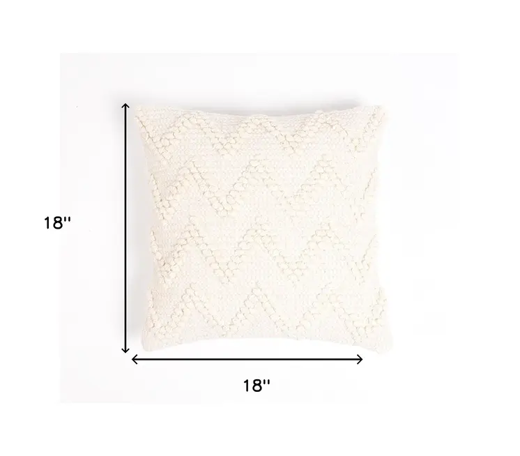 18" X 18" Off White Chevron Cotton Blend Pillow Cover With Texture