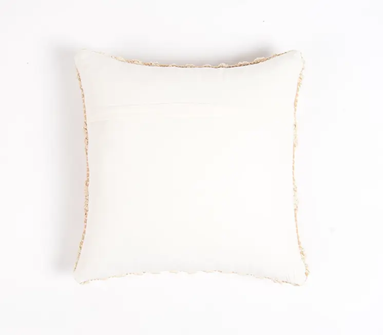 18" X 18" Beige and Ivory Zigzag Cotton Pillow Cover With Texture