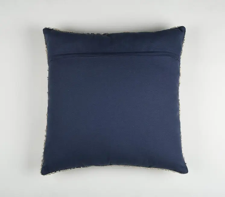 20" Blue and Ivory Hand Woven Abstract Indoor Outdoor Throw Pillow Cover With Texture