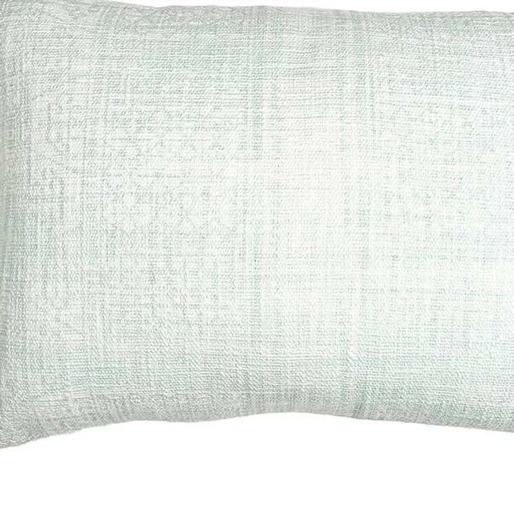 16" X 24" Mint Green Hand Woven Indoor Outdoor Throw Pillow Cover With Tassels