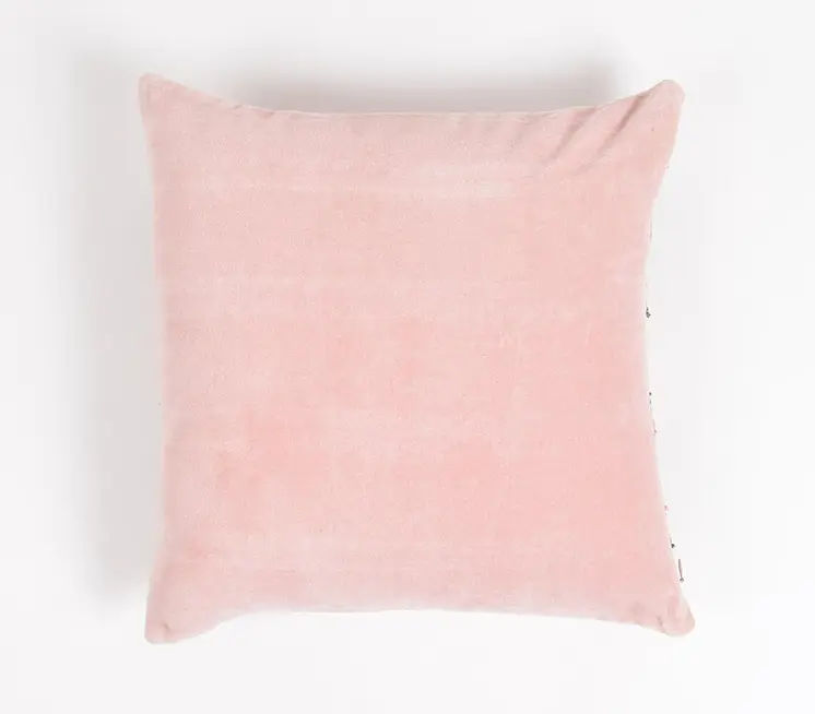 16" Pink and Brown Striped Throw Pillow Cover With Lace