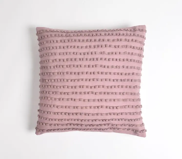 18" Purple Striped Cotton Throw Pillow Cover