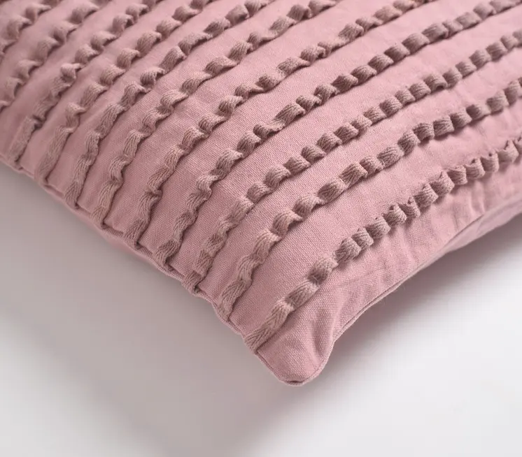 18" Purple Striped Cotton Throw Pillow Cover