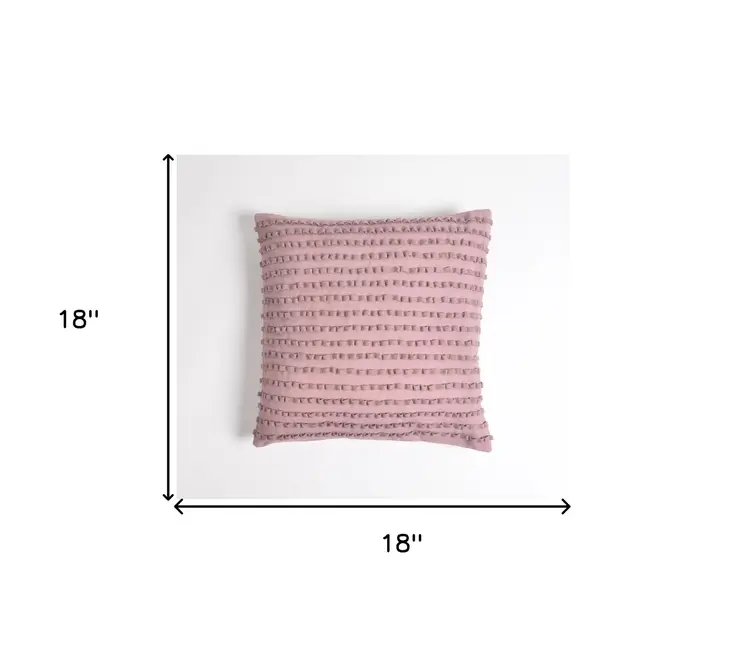 18" Purple Striped Cotton Throw Pillow Cover