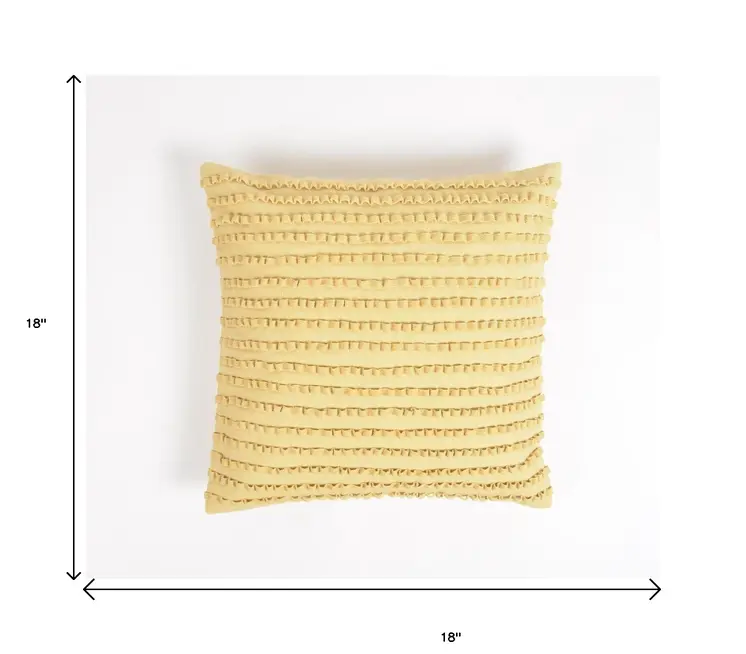18" Yellow Striped Cotton Throw Pillow Cover