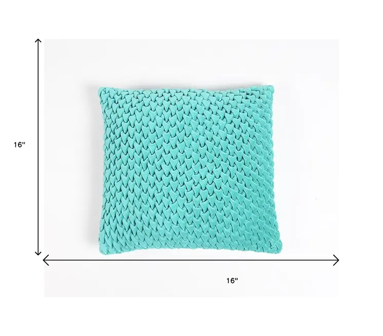 16" Blue Geometric Cotton Blend Throw Pillow Cover