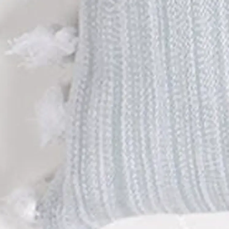 Set of Two Gray and White Linen Cotton Throw Pillow Cover With Tassels