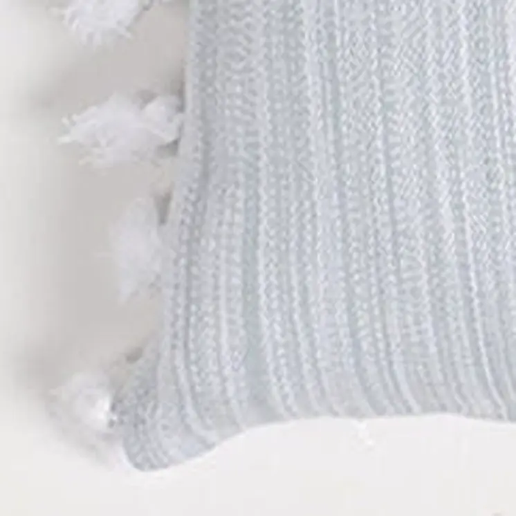 Set of Two Gray and White Linen Cotton Throw Pillow Cover With Tassels