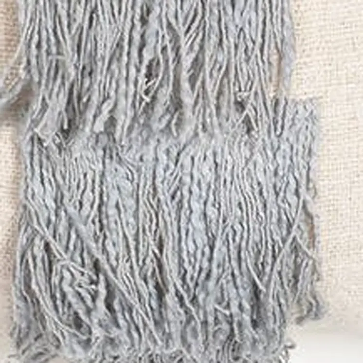18" Beige and Gray Striped Cotton Throw Pillow Cover With Fringe