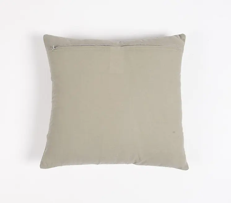 16" Pink Geometric Cotton Throw Pillow Cover With Embroidery