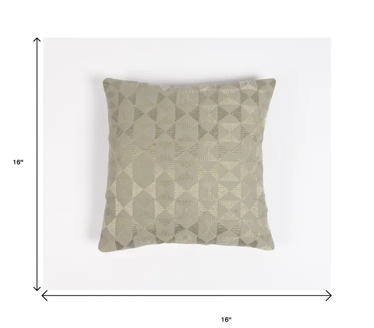 16" Pink Geometric Cotton Throw Pillow Cover With Embroidery
