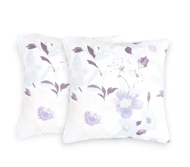 Set of Two 18" Purple and White Cotton Throw Pillow Covers