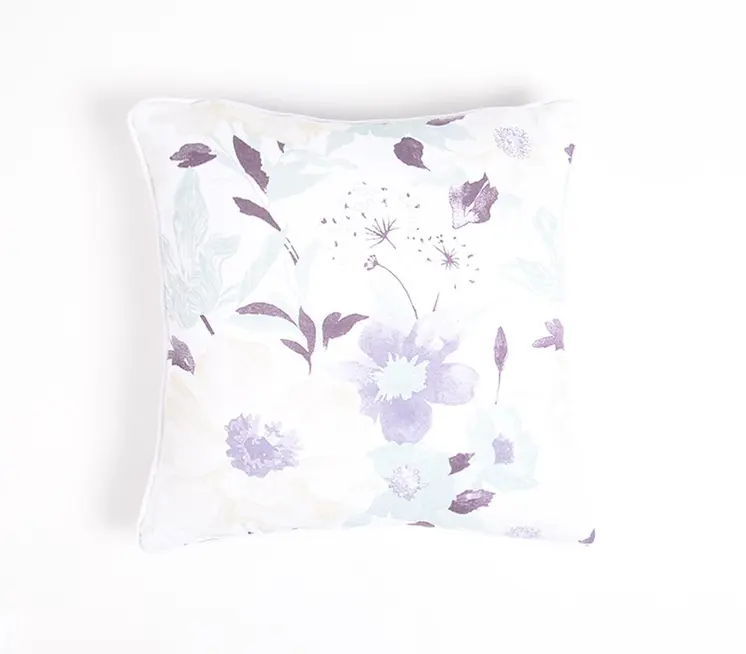 Set of Two 18" Purple and White Cotton Throw Pillow Covers