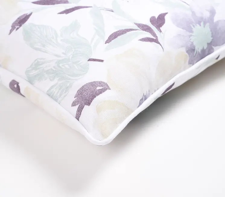 Set of Two 18" Purple and White Cotton Throw Pillow Covers
