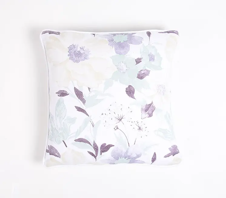 Set of Two 18" Purple and White Cotton Throw Pillow Covers