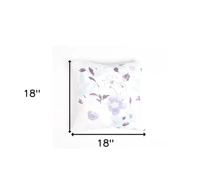 Set of Two 18" Purple and White Cotton Throw Pillow Covers