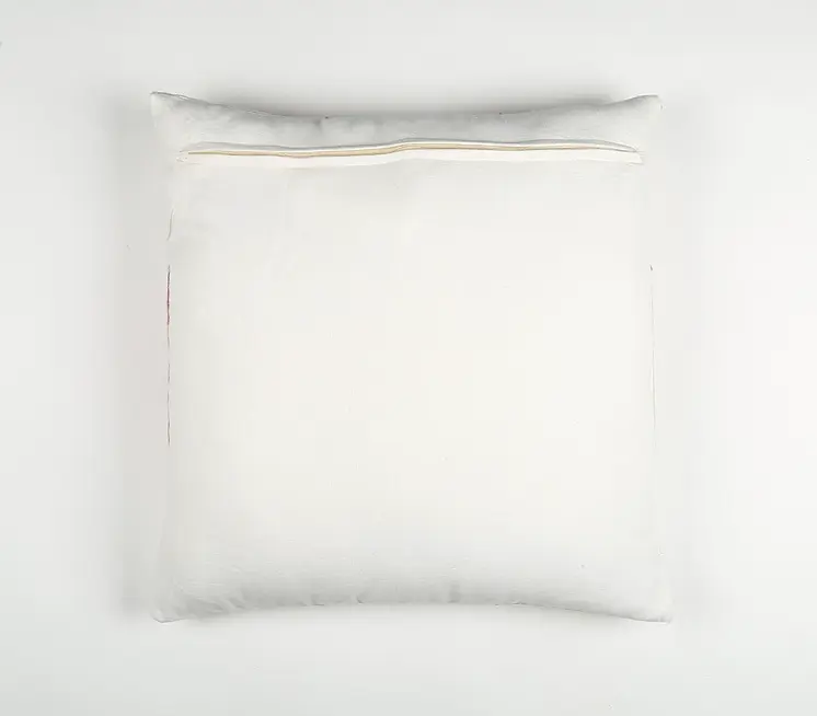 20" White Gray and Red Handmade Geometric Indoor Outdoor Throw Pillow Cover With Texture