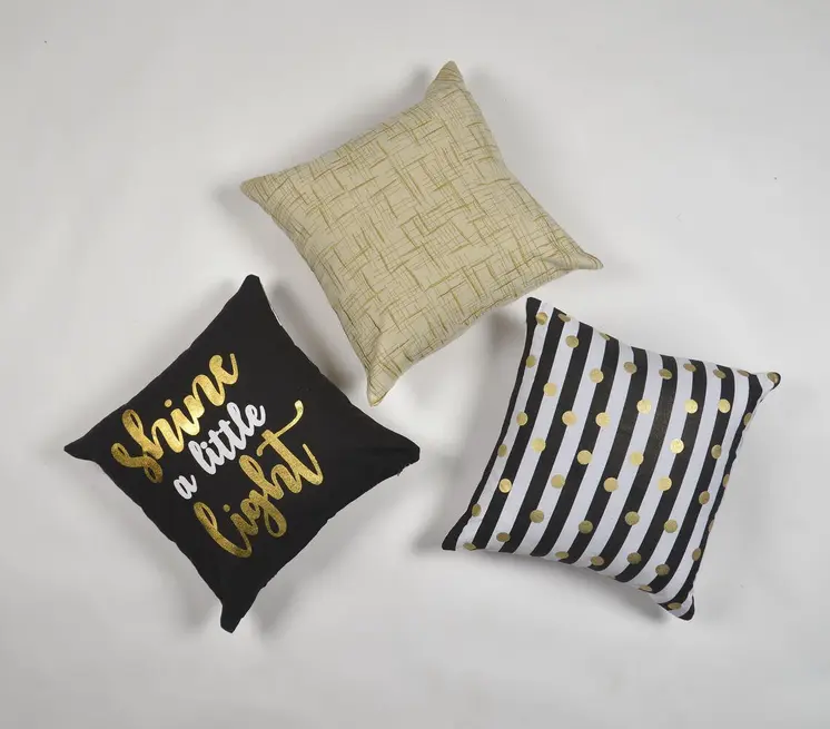 18" Beige and Gold Handmade Abstract Indoor Outdoor Throw Pillow Cover With Embroidery
