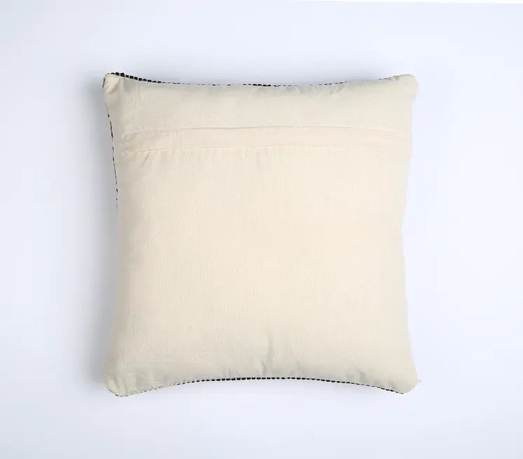 18" Beige and Black Striped Cotton Throw Pillow Cover