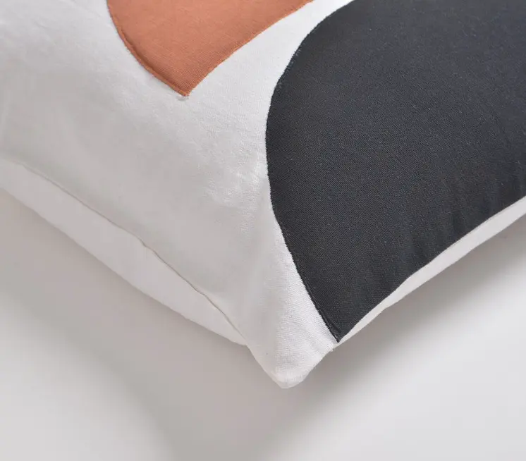 18" Black and White Patchwork Cotton Throw Pillow Cover