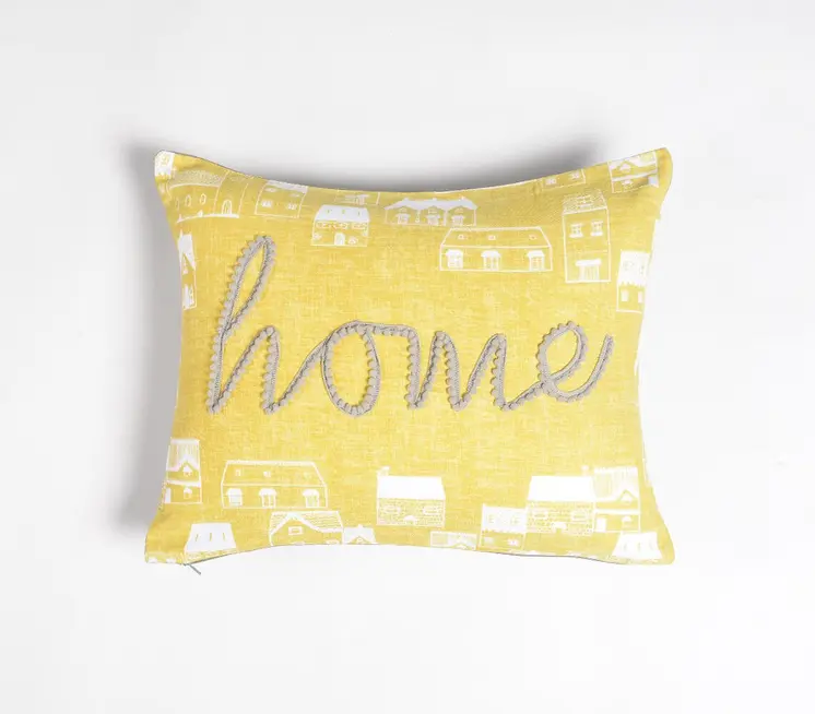 13" X 17" Yellow and White Abstract Cotton Throw Pillow Cover