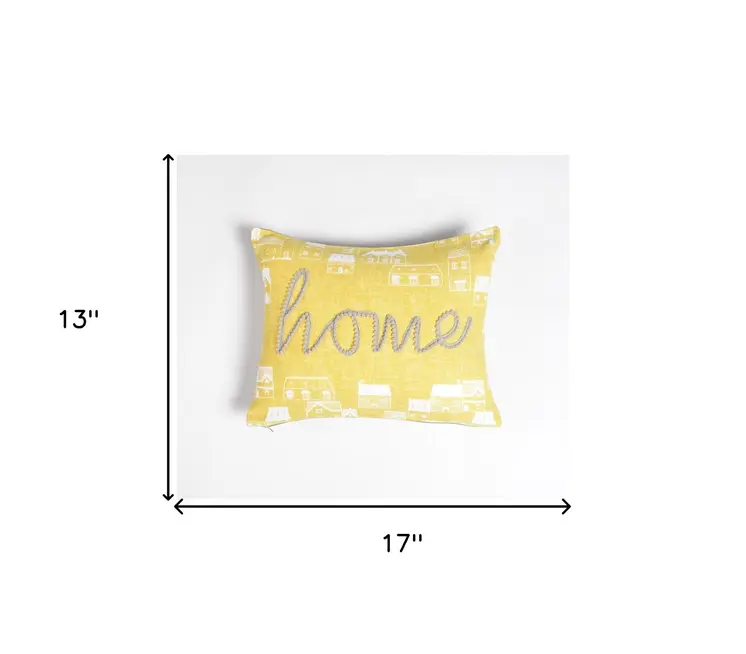13" X 17" Yellow and White Abstract Cotton Throw Pillow Cover