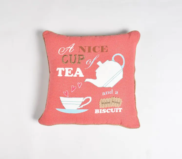 18" Pink and White Polka Dot Cotton Throw Pillow Cover With Embroidery