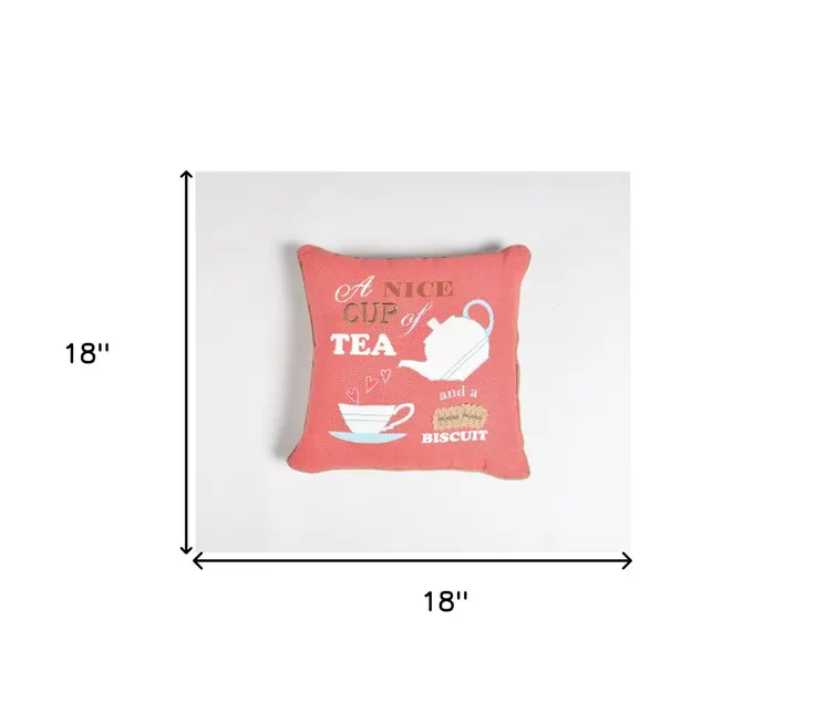 18" Pink and White Polka Dot Cotton Throw Pillow Cover With Embroidery