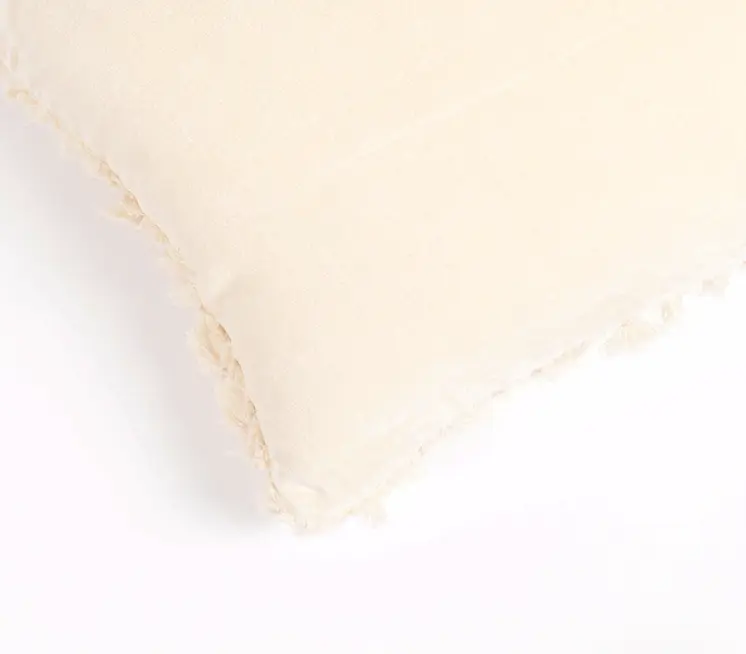 12" X 20" Off White Cotton Blend Throw Pillow Cover With Tassels