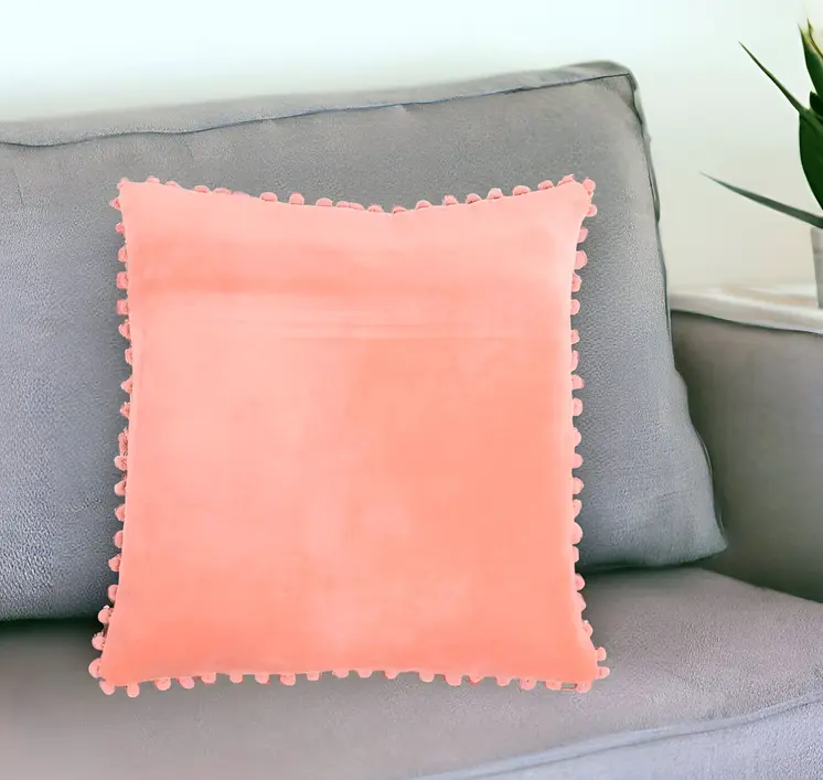 18" Brown Cotton Blend Throw Pillow Cover With Fringe