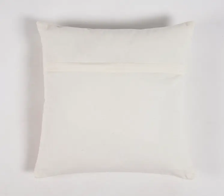18" Green and White Cactus Cotton Throw Pillow Cover With Embroidery