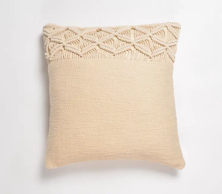 18" White Cotton Throw Pillow Cover