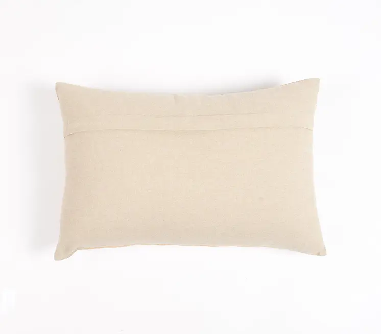 14" X 20" Brown and Orange Cotton Throw Pillow Cover With Embroidery