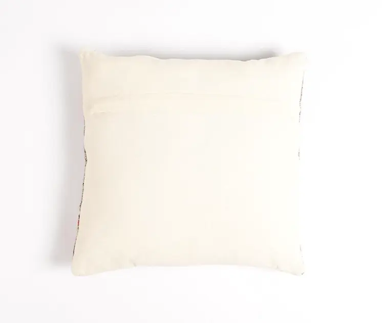 19" Brown and Red Striped Cotton Blend Throw Pillow Cover