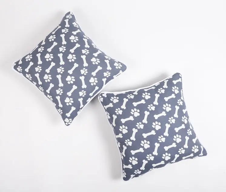 Set of Two 18" Black Cotton Throw Pillow Covers