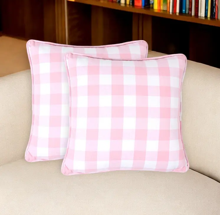 Set of Two 18" Blue Cotton Throw Pillow Covers