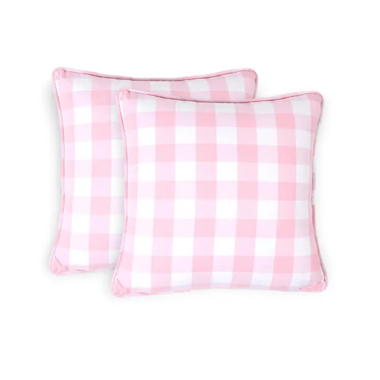 Set of Two 18" Blue Cotton Throw Pillow Covers