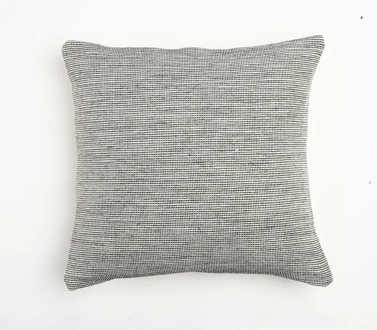 20" Beige and Gray Weave Cotton Throw Pillow Cover